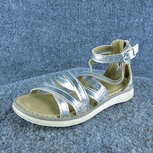 Hanna Andersson Girls Strappy Size‎ T 8 Medium Shoes Silver Synthetic Zip